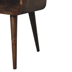 Artisan Furniture Bois massif Mini courbé gris délavé table de chevet, 2 tiroirs, beige