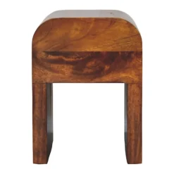 Artisan Furniture Bois massif Mini Darcy châtaignier table de chevet avec courbé Edges, 1 tiroir, marron foncé