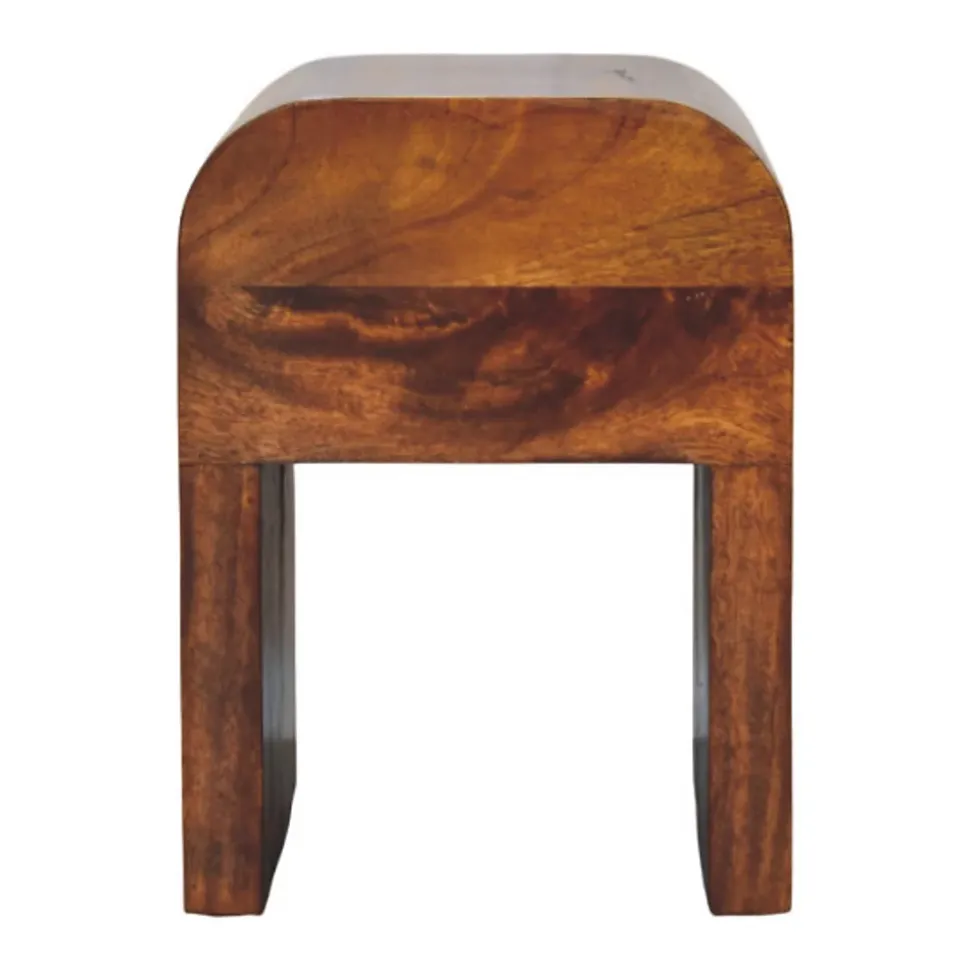 Artisan Furniture Bois massif Mini Darcy châtaignier table de chevet avec courbé Edges, 1 tiroir, marron foncé