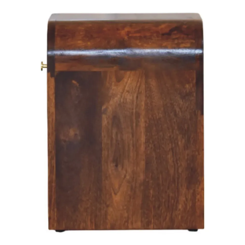 Artisan Furniture Bois massif Mini Darcy châtaignier table de chevet avec courbé Edges, 1 tiroir, marron foncé