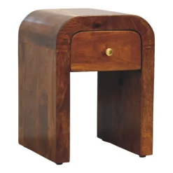 Artisan Furniture Bois massif Mini Darcy châtaignier table de chevet avec courbé Edges, 1 tiroir, marron foncé