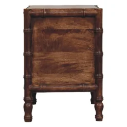 Artisan Furniture Bois massif cadre en bambou table de chevet in amande grillée, 2 tiroirs, marron