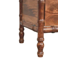 Artisan Furniture Bois massif cadre en bambou table de chevet in amande grillée, 2 tiroirs, marron