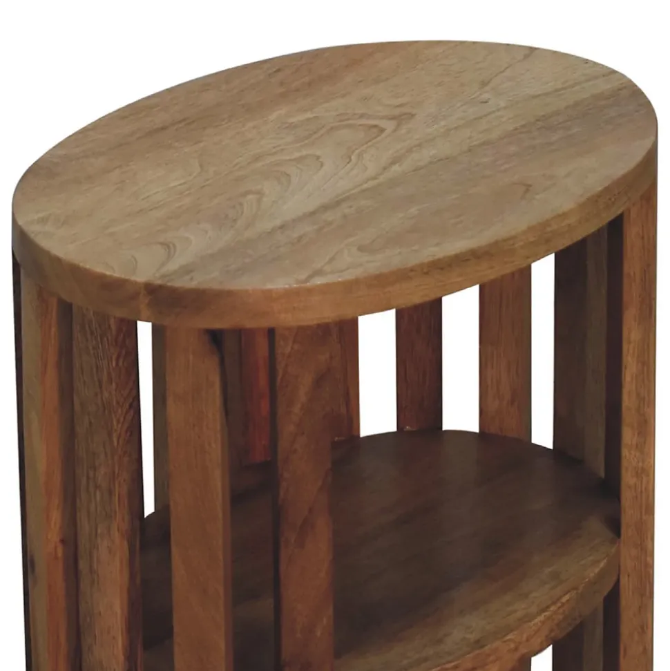 Artisan Furniture Bois massif Ariella Double étagère effet chêne table de chevet, marron