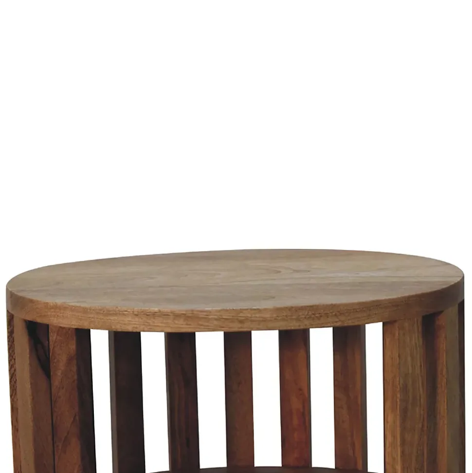 Artisan Furniture Bois massif Ariella Double étagère effet chêne table de chevet, marron