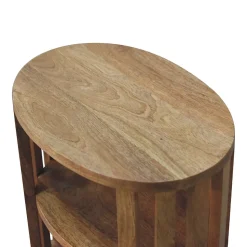Artisan Furniture Bois massif Ariella Double étagère effet chêne table de chevet, marron