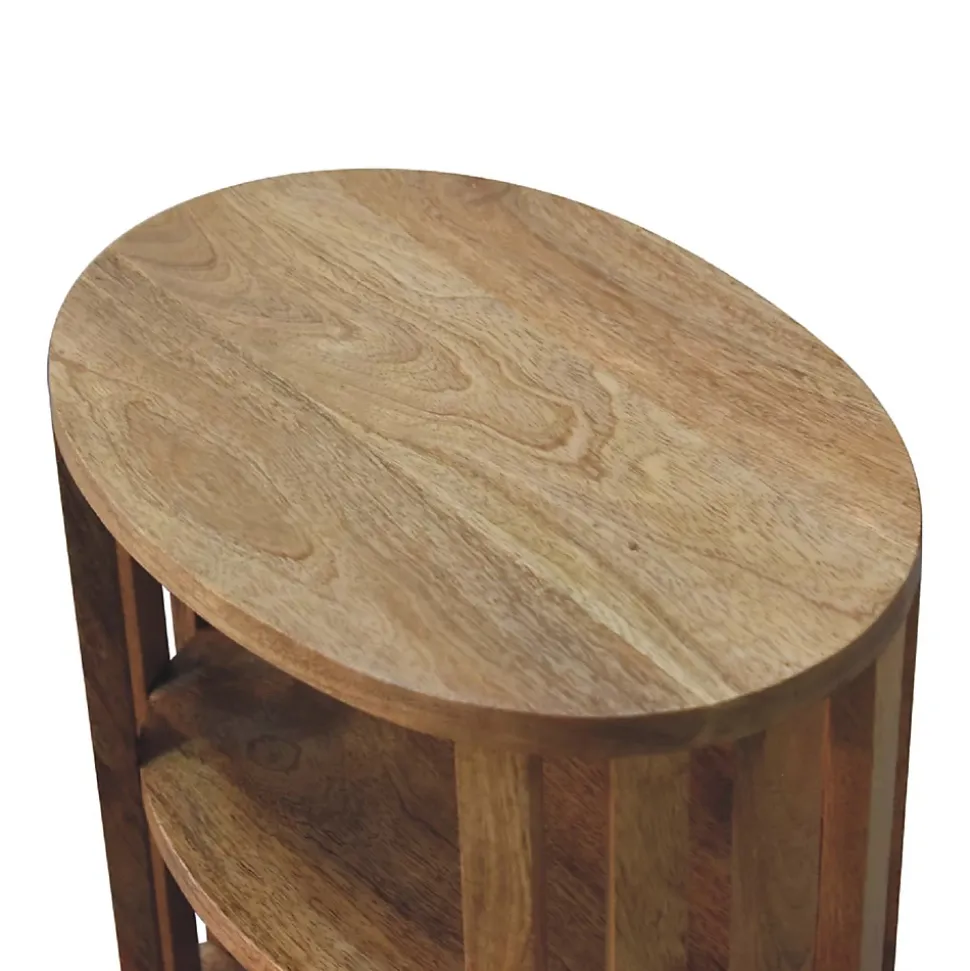 Artisan Furniture Bois massif Ariella Double étagère effet chêne table de chevet, marron