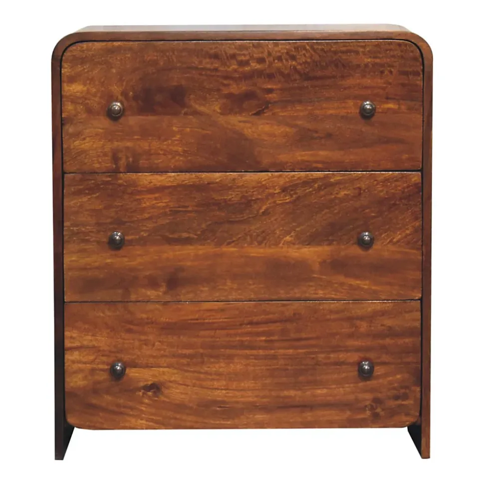 Artisan Furniture Bois massif Aspen commode étroite, 3 tiroirs, marron