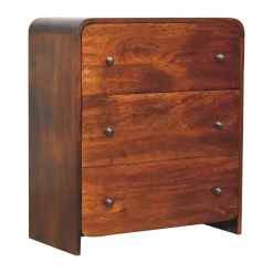 Artisan Furniture Bois massif Aspen commode étroite, 3 tiroirs, marron