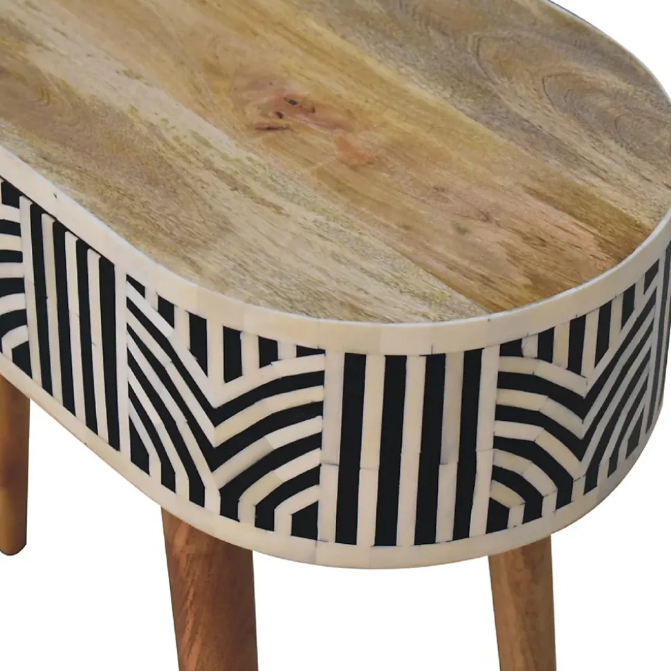 Artisan Furniture Bois massif Edessa incrustations en os console, 1 tiroir, noir et blanc
