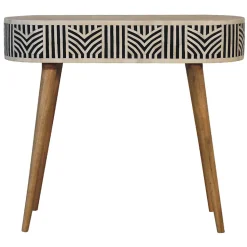 Artisan Furniture Bois massif Edessa incrustations en os console, 1 tiroir, noir et blanc