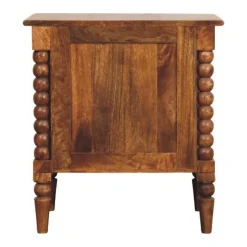 Artisan Furniture Bois massif fuseau Leg Amber Oak table de chevet, 2 tiroirs, marron