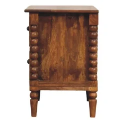 Artisan Furniture Bois massif fuseau Leg Amber Oak table de chevet, 2 tiroirs, marron