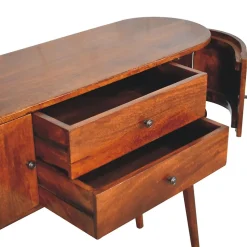 Artisan Furniture Bois massif Grove châtaignier console, 2 tiroirs, 2 Doors, marron
