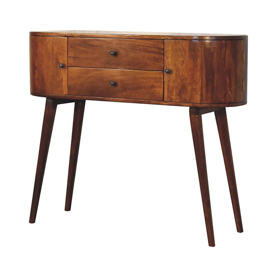 Artisan Furniture Bois massif Grove châtaignier console, 2 tiroirs, 2 Doors, marron