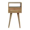 Artisan Furniture Bois massif Mini effet chêne table de chevet, 1 tiroir, 1 étagère, beige