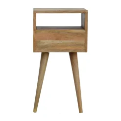 Artisan Furniture Bois massif Mini effet chêne table de chevet, 1 tiroir, 1 étagère, beige