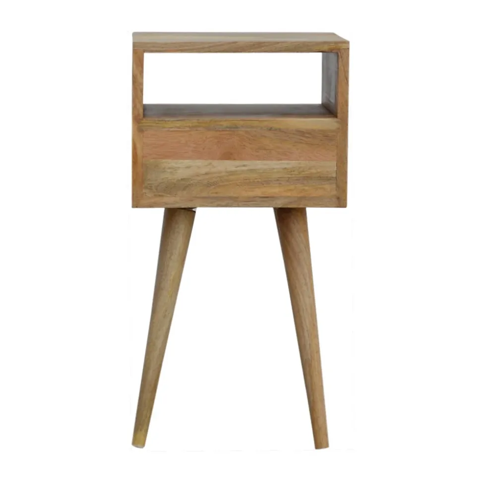 Artisan Furniture Bois massif Mini effet chêne table de chevet, 1 tiroir, 1 étagère, beige
