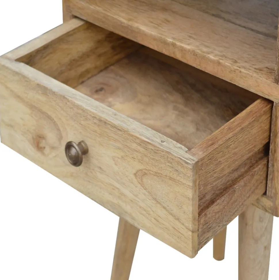 Artisan Furniture Bois massif Mini effet chêne table de chevet, 1 tiroir, 1 étagère, beige