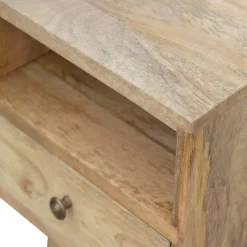 Artisan Furniture Bois massif Mini effet chêne table de chevet, 1 tiroir, 1 étagère, beige
