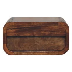 Artisan Furniture Bois massif Avora Mini châtaignier table de chevet à fixation murale, 1 tiroir, marron foncé