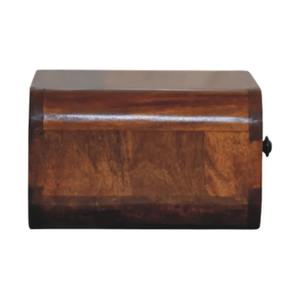 Artisan Furniture Bois massif Avora Mini châtaignier table de chevet à fixation murale, 1 tiroir, marron foncé