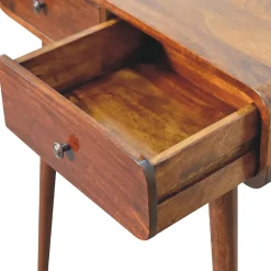Artisan Furniture Bois massif châtaignier courbé Hallway Table, 2 tiroirs, marron foncé