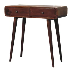 Artisan Furniture Bois massif châtaignier courbé Hallway Table, 2 tiroirs, marron foncé