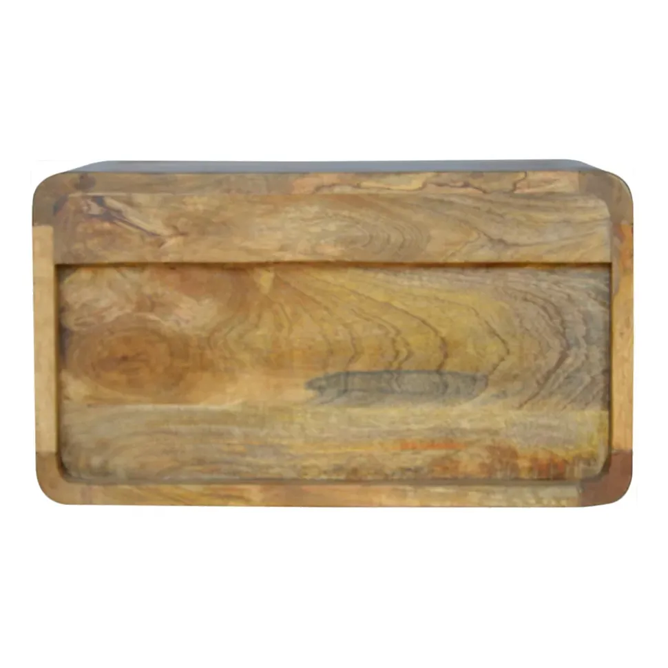 Artisan Furniture Bois massif Floating Curve niche ouverte table de chevet, 1 tiroir et ouvert étagère, beige