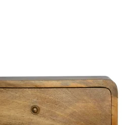 Artisan Furniture Bois massif Floating Curve niche ouverte table de chevet, 1 tiroir et ouvert étagère, beige