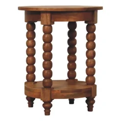 Artisan Furniture Bois massif Barley Twist rond table d'appoint, 1 étagère, marron