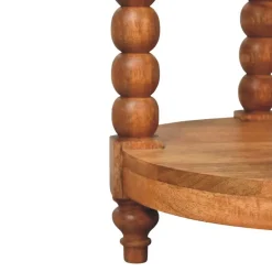 Artisan Furniture Bois massif Barley Twist rond table d'appoint, 1 étagère, marron