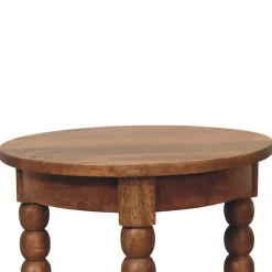 Artisan Furniture Bois massif Barley Twist rond table d'appoint, 1 étagère, marron