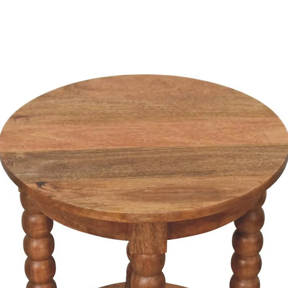 Artisan Furniture Bois massif Barley Twist rond table d'appoint, 1 étagère, marron