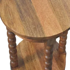 Artisan Furniture Bois massif Barley Twist rond table d'appoint, 1 étagère, marron