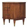 Artisan Furniture Bois massif rainuré table de chevet avec détails en laiton, 2 tiroirs, marron
