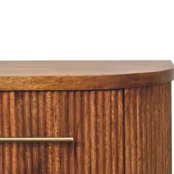 Artisan Furniture Bois massif rainuré table de chevet avec détails en laiton, 2 tiroirs, marron