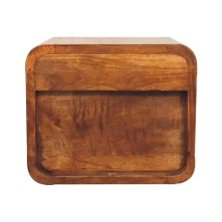 Artisan Furniture Bois massif Floating Mini châtaignier table de chevet, 2 tiroirs, marron foncé
