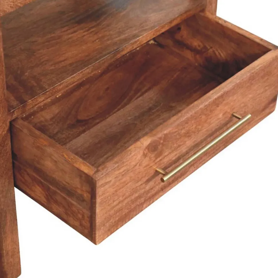 Artisan Furniture Bois massif The Caldera table de chevet, 1 tiroir, 1 étagère, marron