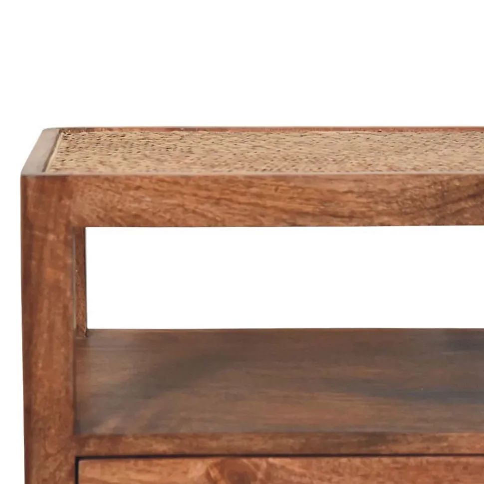Artisan Furniture Bois massif The Caldera table de chevet, 1 tiroir, 1 étagère, marron