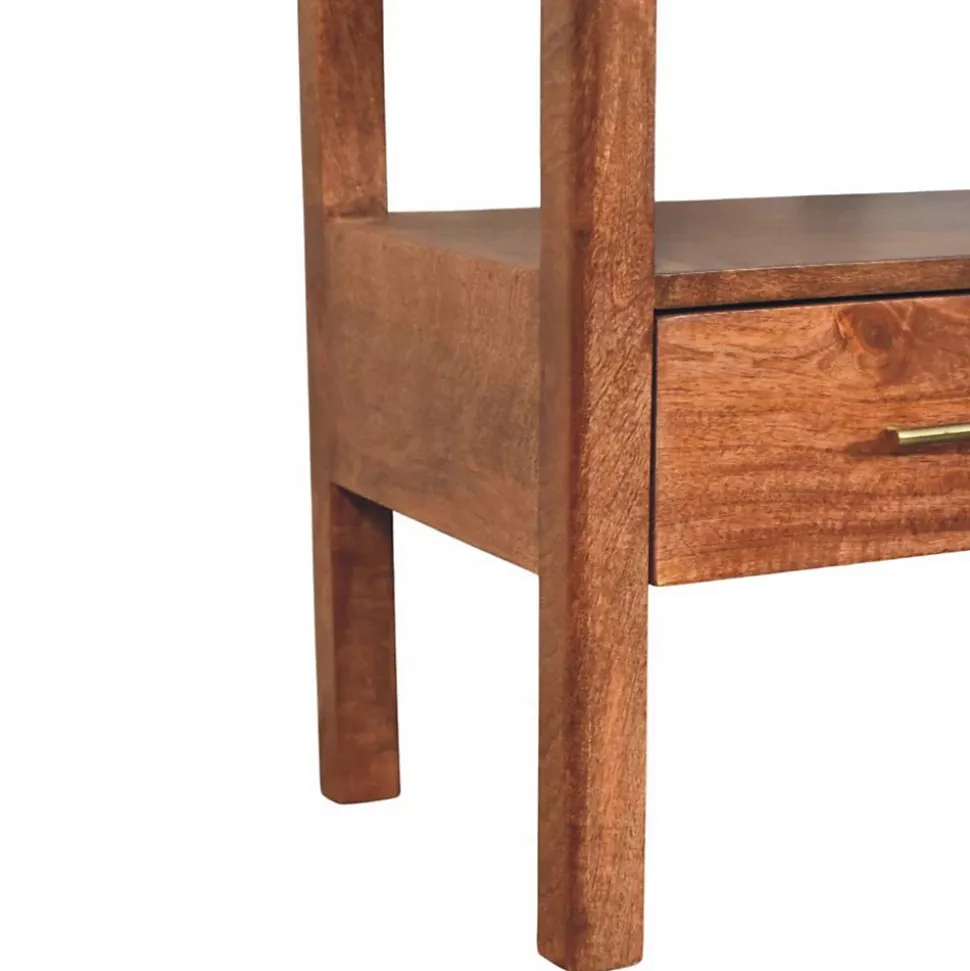 Artisan Furniture Bois massif The Caldera table de chevet, 1 tiroir, 1 étagère, marron