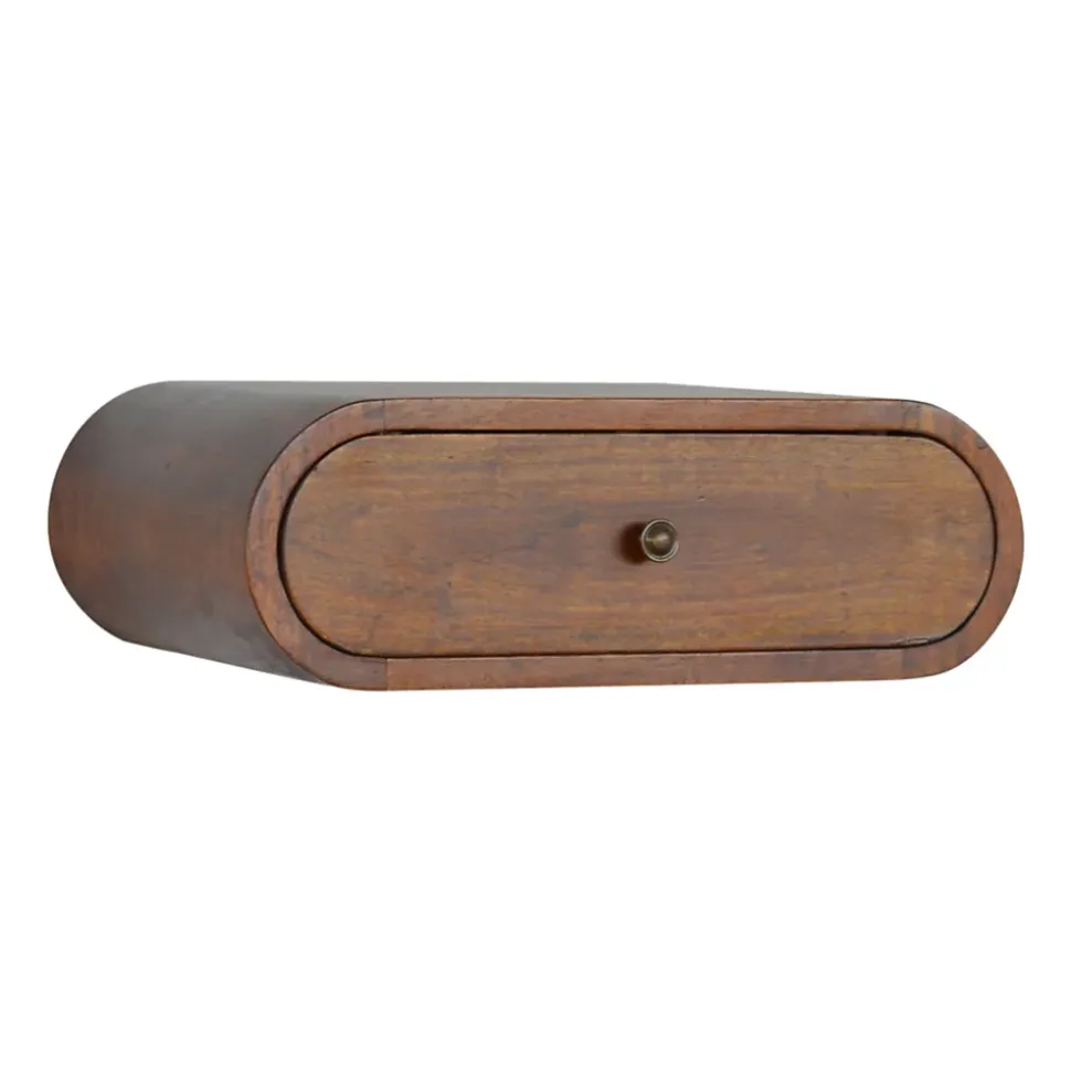 Artisan Furniture Bois massif rond châtaignier table de chevet à fixation murale, 1 tiroir, marron'