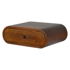 Artisan Furniture Bois massif rond châtaignier table de chevet à fixation murale, 1 tiroir, marron'