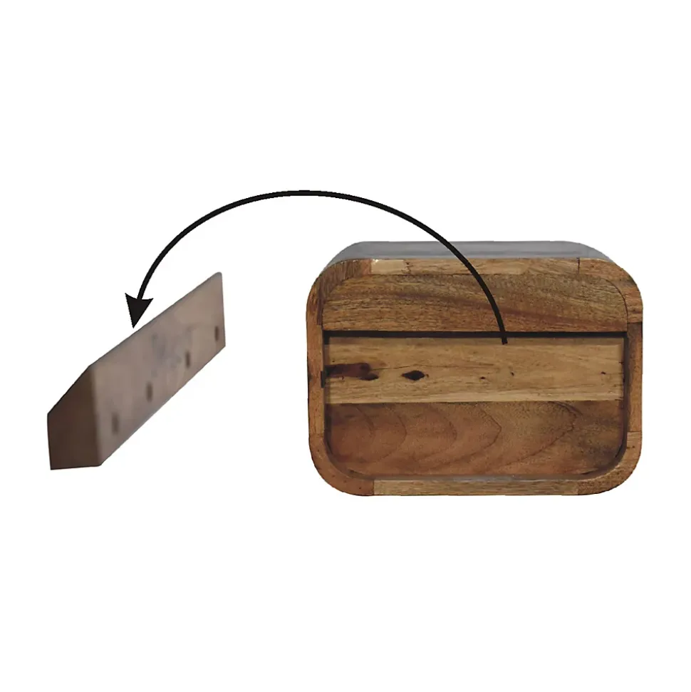 Artisan Furniture Bois massif effet chêne Floating ouvert Curve table de chevet, 2 étagères, marron