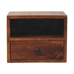Artisan Furniture Bois massif Solis 1 tiroir châtaignier table de chevet à fixation murale