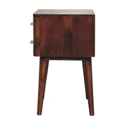 Artisan Furniture Bois massif châtaignier T-Bar Nordic table de chevet, 2 tiroirs, marron foncé