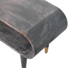 Artisan Furniture Bois massif courbé Edge Media avec détails en laiton, 1 niche ouverte, marron foncé