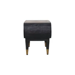 Artisan Furniture Bois massif courbé Edge Media avec détails en laiton, 1 niche ouverte, marron foncé
