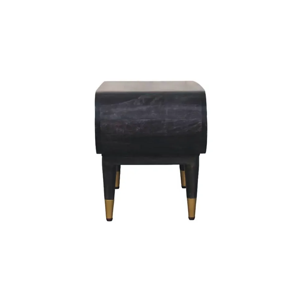 Artisan Furniture Bois massif courbé Edge Media avec détails en laiton, 1 niche ouverte, marron foncé