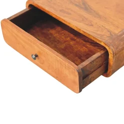 Artisan Furniture Bois massif Avora châtaignier 1 tiroir table de chevet à fixation murale, marron foncé